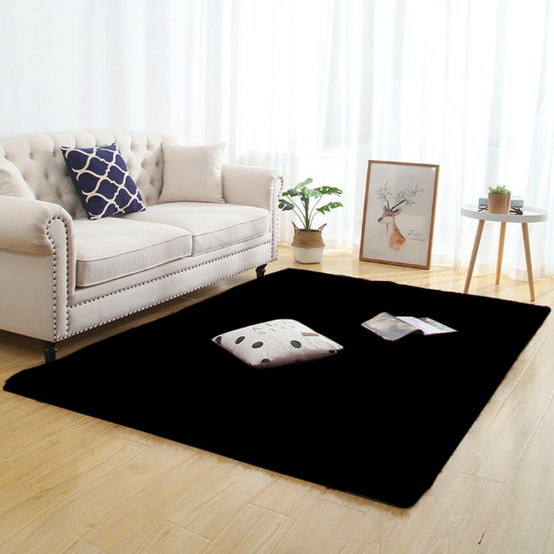 Plain Plush Doormat - Black