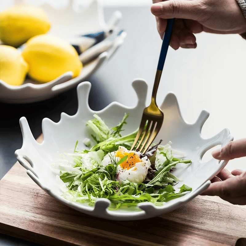 Irregular Ceramic Salad Bowl for Table Setting