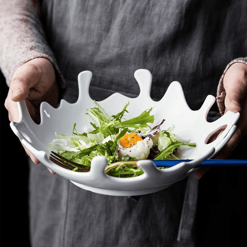 Irregular Ceramic Salad Bowl for Table Setting