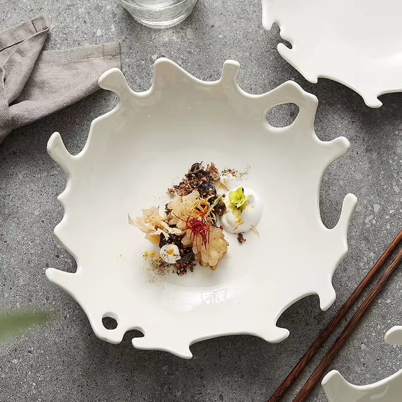 Irregular Ceramic Salad Bowl for Table Setting