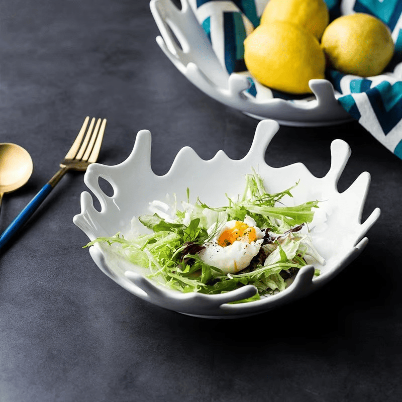 Irregular Ceramic Salad Bowl for Table Setting