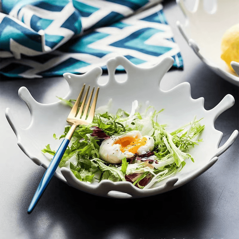 Irregular Ceramic Salad Bowl for Table Setting