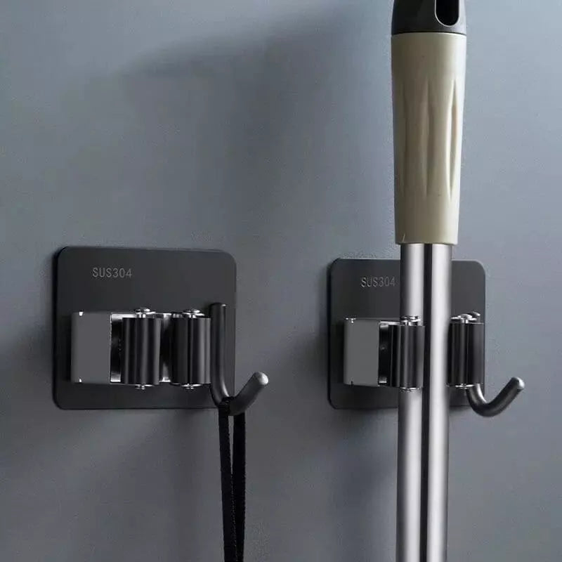 Wall-Mounted Adhesive Broom Holder