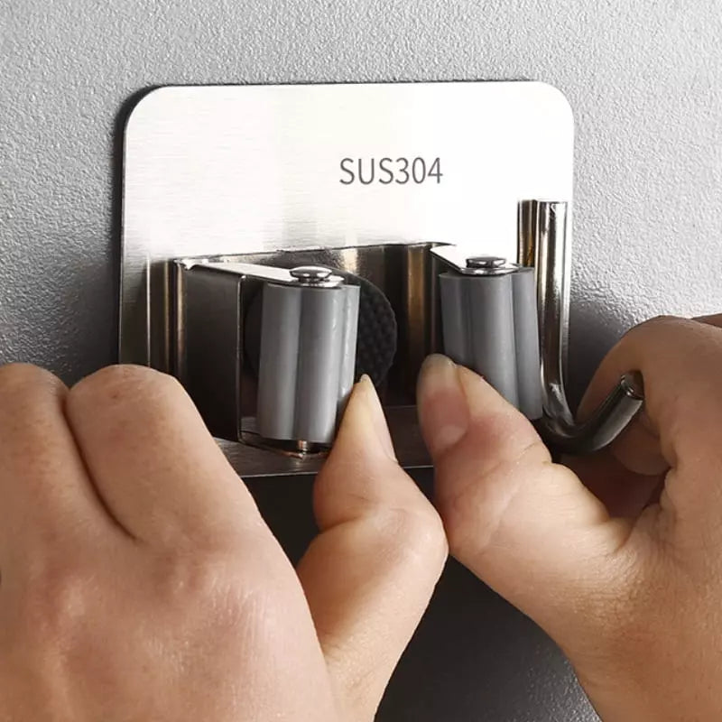 Wall-Mounted Adhesive Broom Holder
