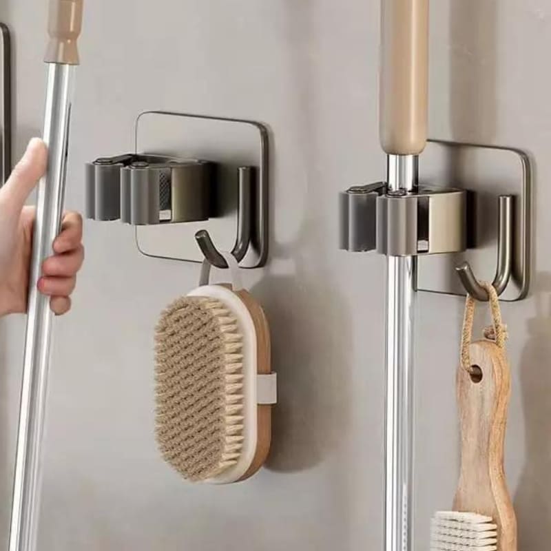 Wall-Mounted Adhesive Broom Holder