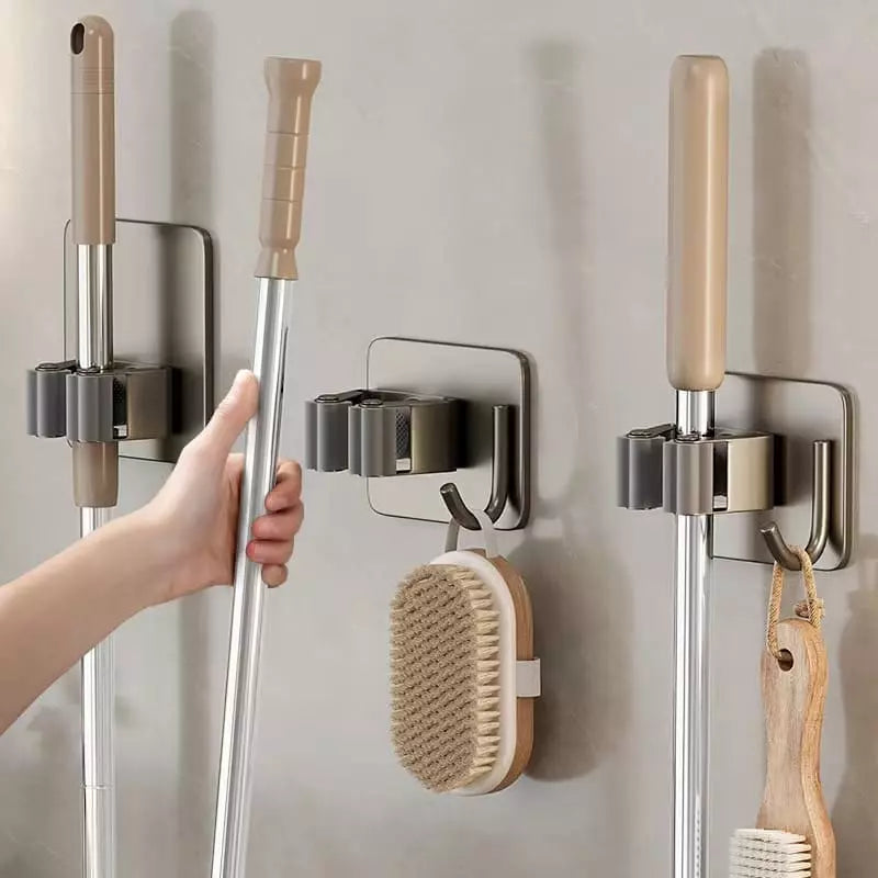 Wall-Mounted Adhesive Broom Holder