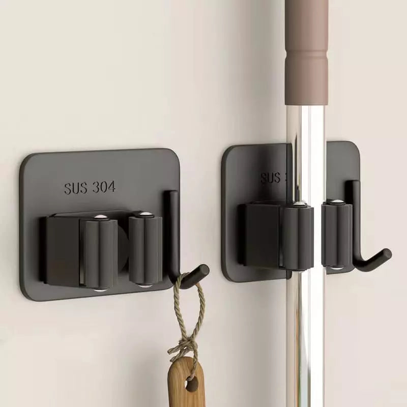 Wall-Mounted Adhesive Broom Holder