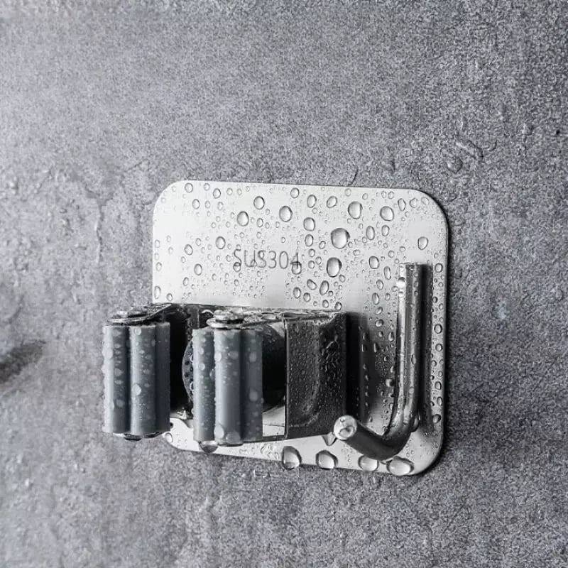 Wall-Mounted Adhesive Broom Holder