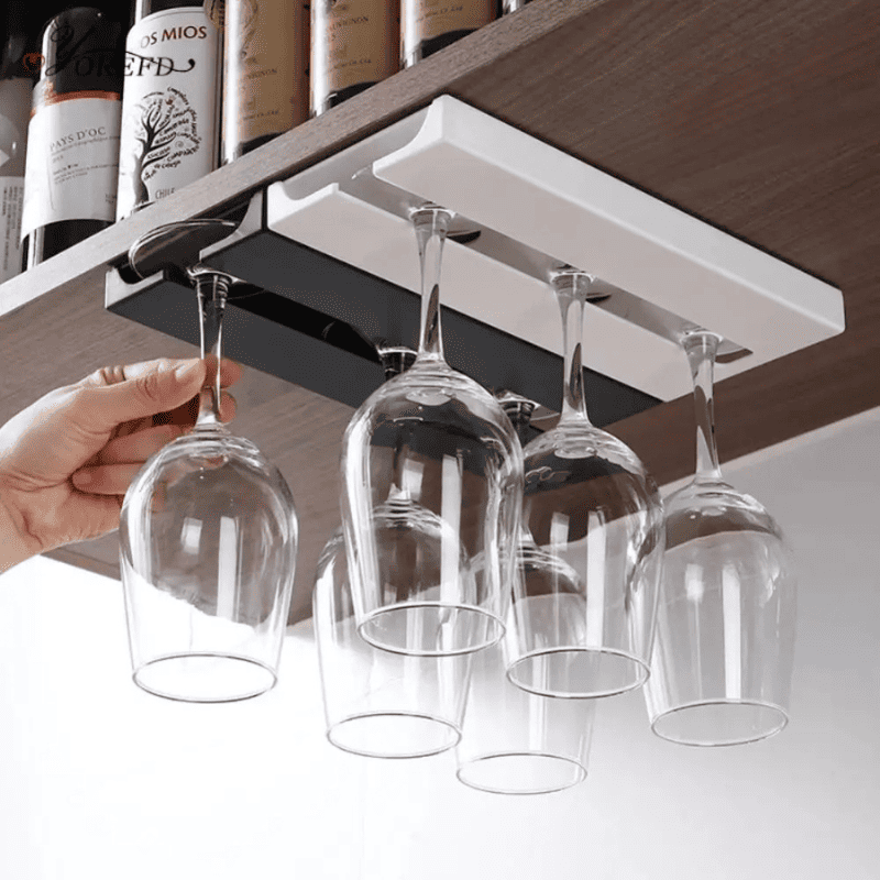 Suspended Glass Holder Organizer Bar at Home