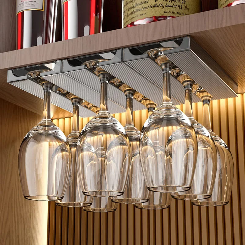 Suspended Glass Holder Organizer Bar at Home