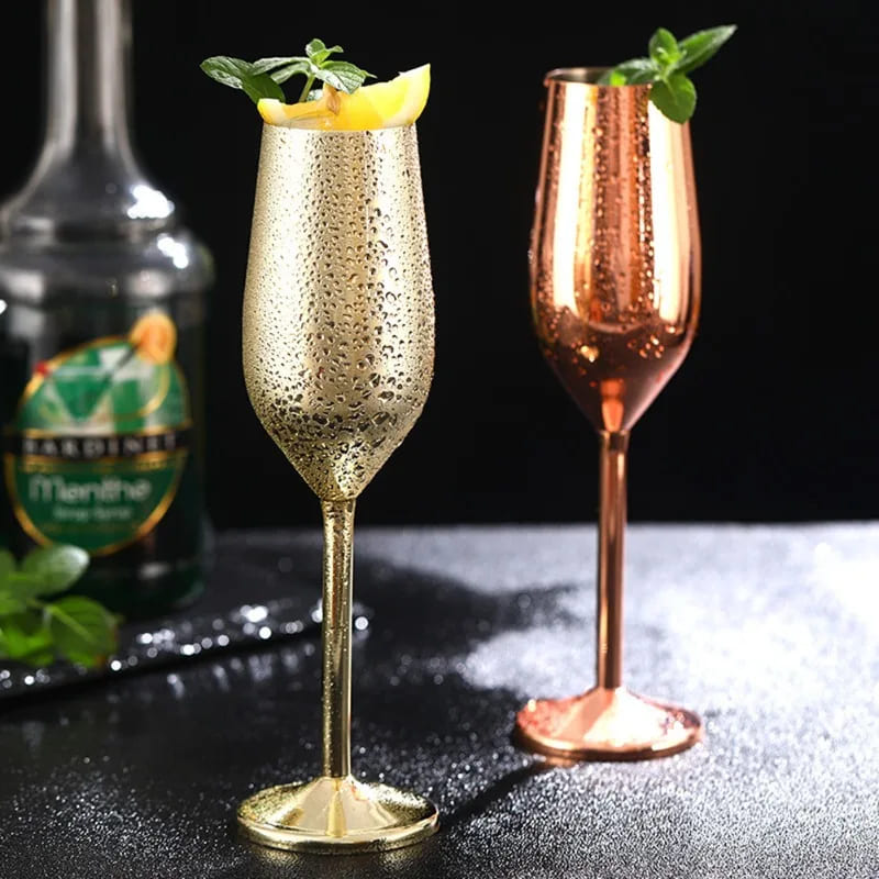 Colorful Champagne Flute Sparkling Wine Glass Stainless Steel Home Bar Polihousi