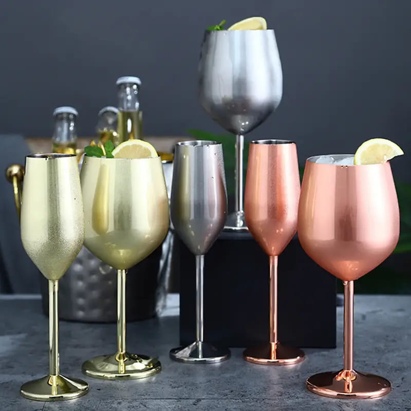 Colorful Champagne Flute Sparkling Wine Glass Stainless Steel Home Bar Polihousi