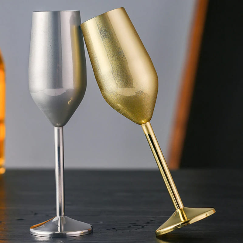 Colorful Champagne Flute Sparkling Wine Glass Stainless Steel Home Bar Polihousi