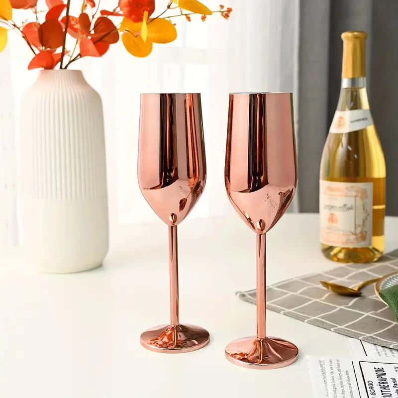 Colorful Champagne Flute Sparkling Wine Glass Stainless Steel Home Bar Polihousi