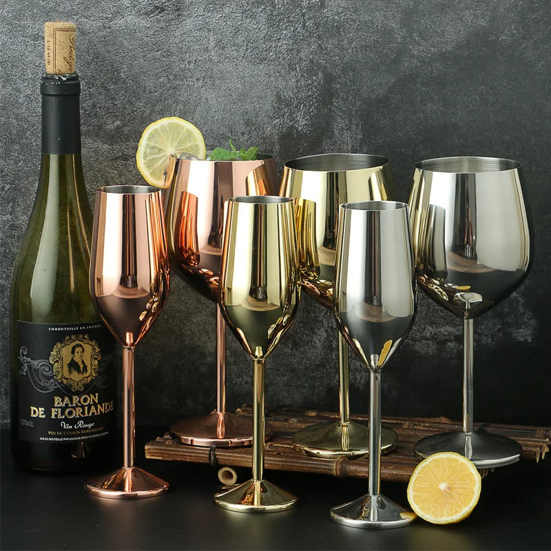 Colorful Champagne Flute Sparkling Wine Glass Stainless Steel Home Bar Polihousi