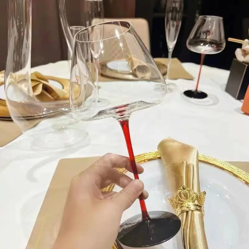 Red Stem Crystal Wine Glass Bar at Home