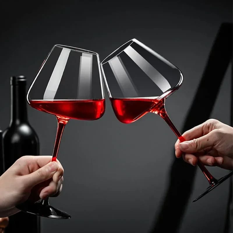 Red Stem Crystal Wine Glass Bar at Home