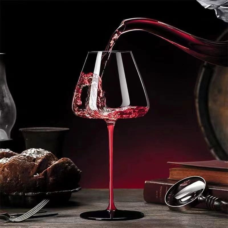 Red Stem Crystal Wine Glass Bar at Home