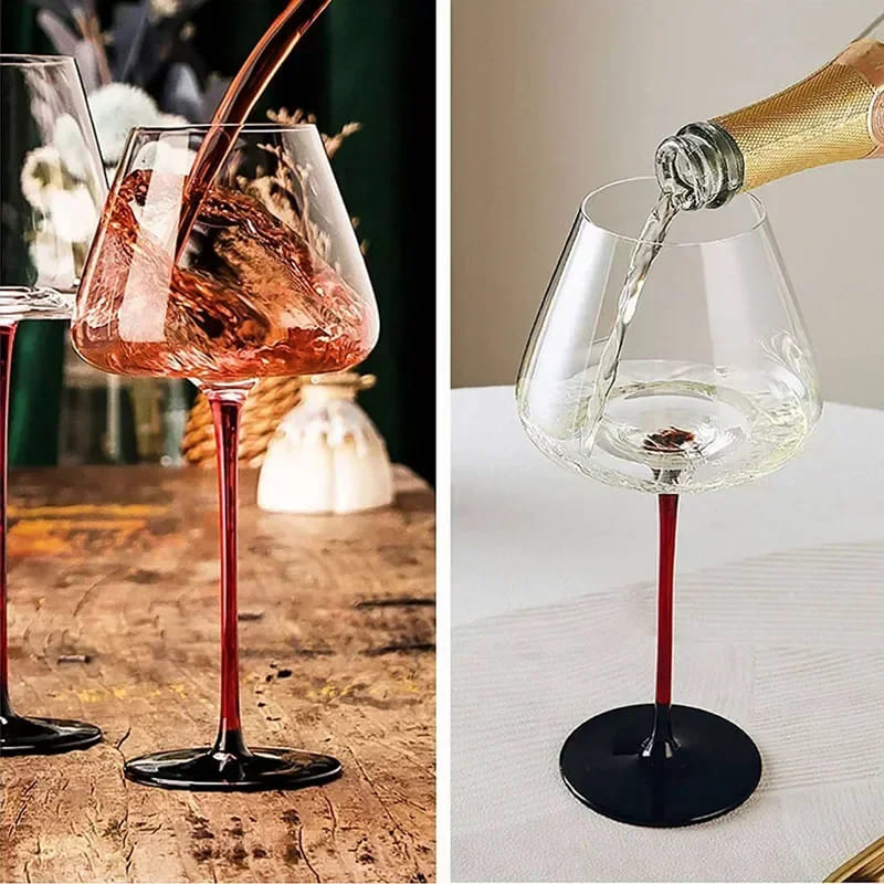 Red Stem Crystal Wine Glass Bar at Home