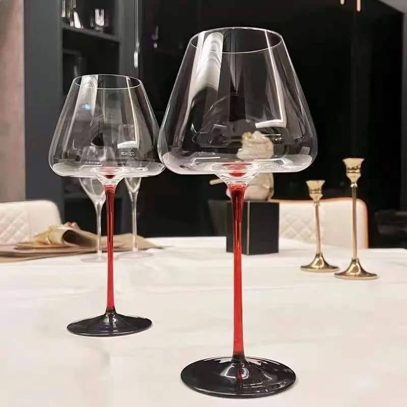 Red Stem Crystal Wine Glass Bar at Home