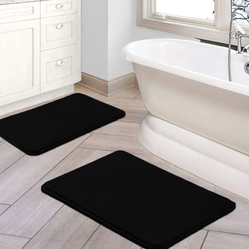 Non-slip absorbent velvet bathroom rug