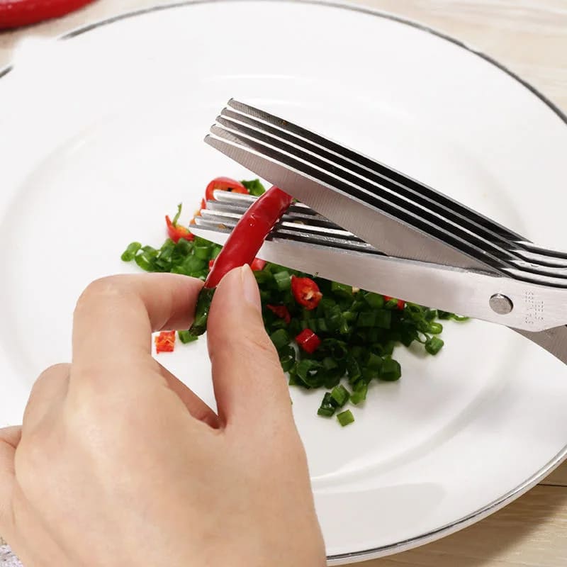 Stainless Steel 5-Blade Kitchen Tearing Scissors for Spices