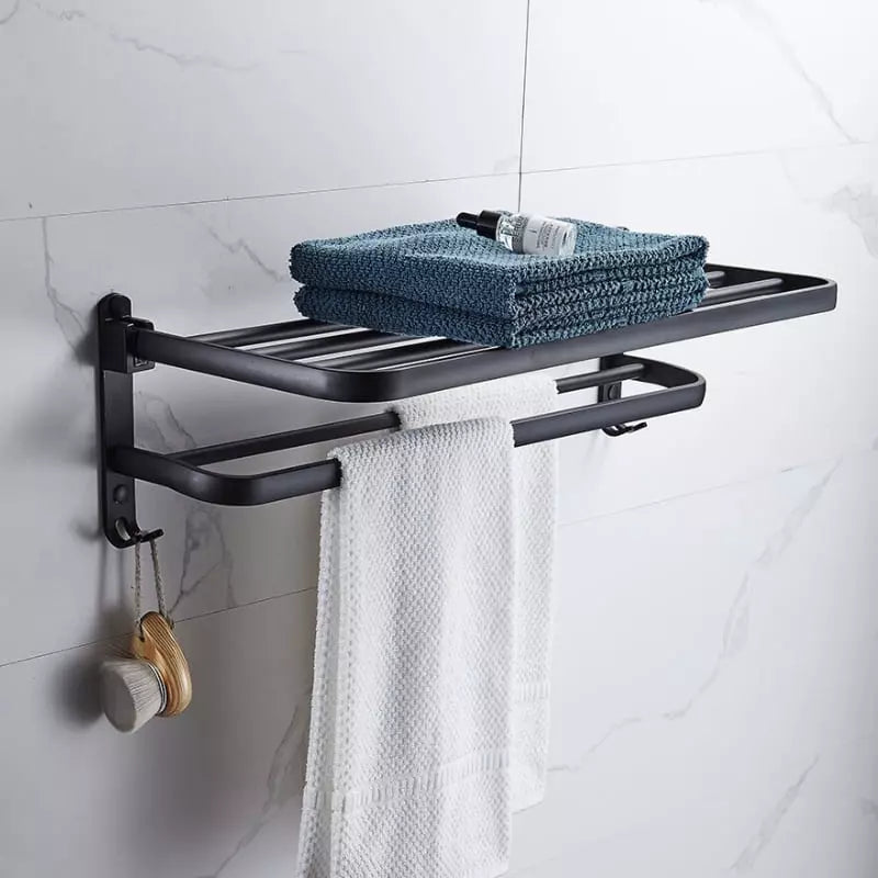 Double Retractable Aluminum Bathroom Towel Holder