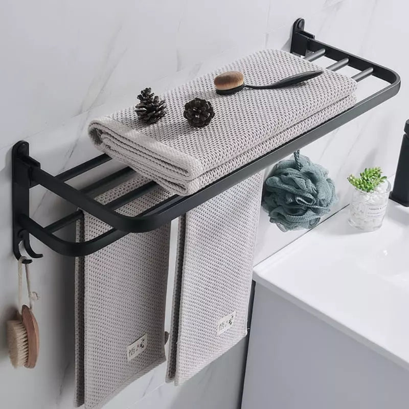 Double Retractable Aluminum Bathroom Towel Holder