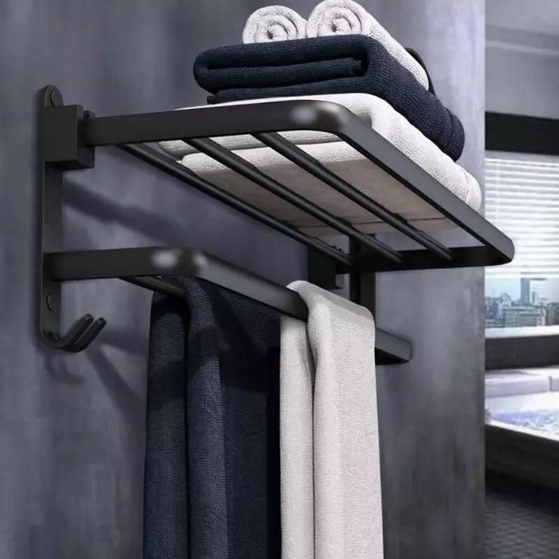 Double Retractable Aluminum Bathroom Towel Holder