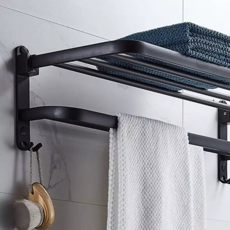 Double Retractable Aluminum Bathroom Towel Holder