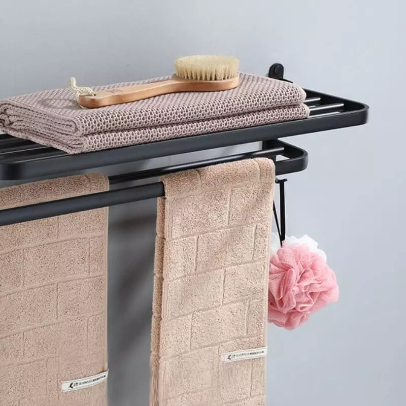 Double Retractable Aluminum Bathroom Towel Holder