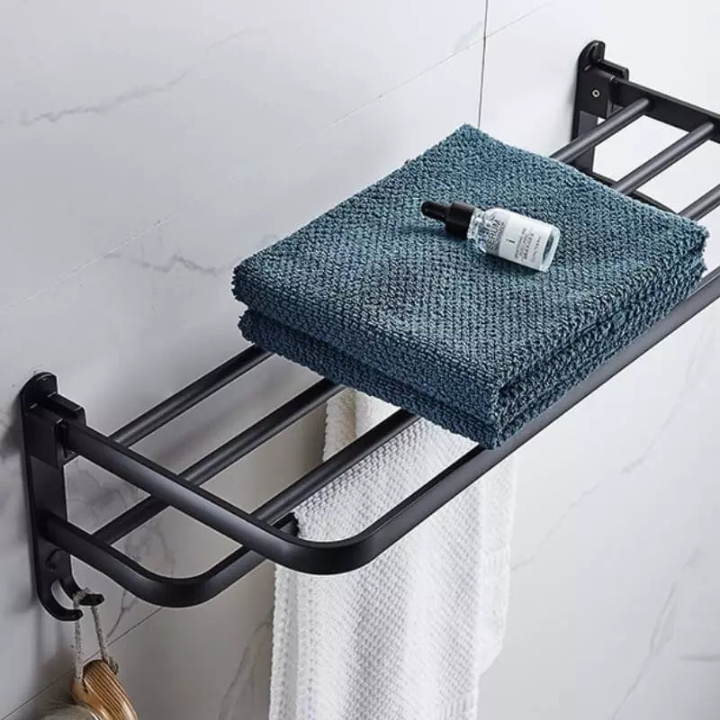 Double Retractable Aluminum Bathroom Towel Holder