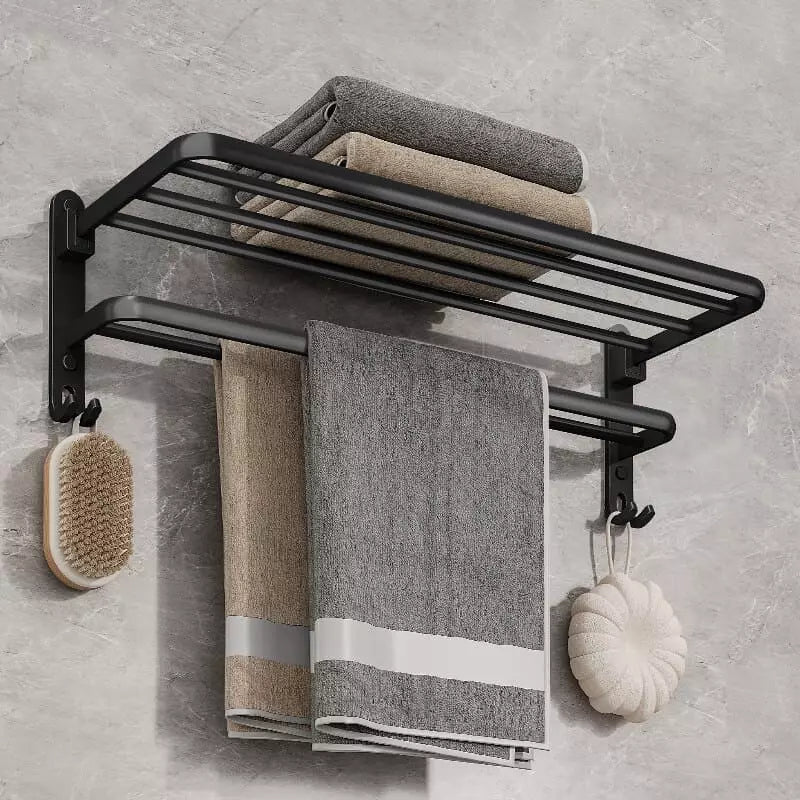 Double Retractable Aluminum Bathroom Towel Holder