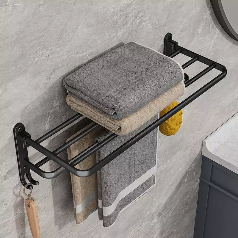 Double Retractable Aluminum Bathroom Towel Holder