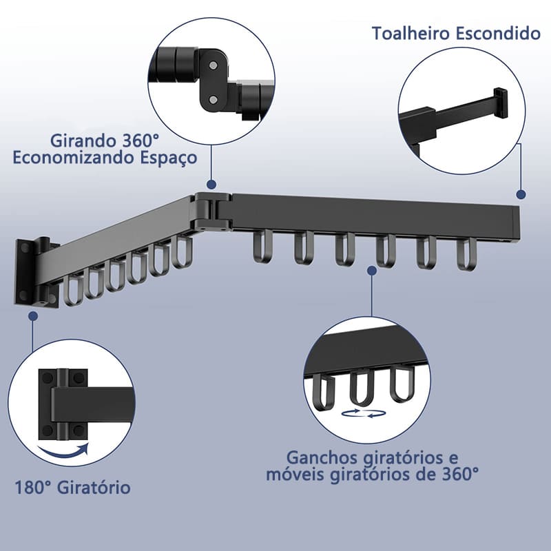 Wall-Mounted Retractable Aluminum Clothes Drying Rack